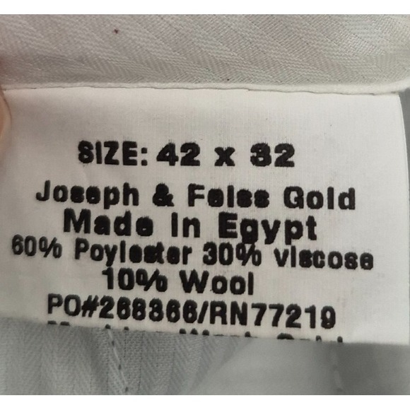 Joseph‎ & Feiss Pants Mens 41x31 (T42x32) Gray Poly Wool Classic Fit  Dress NEW - Picture 6 of 13